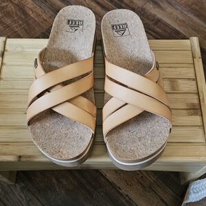 Reef Women's Tan Cross-Strap Wedges